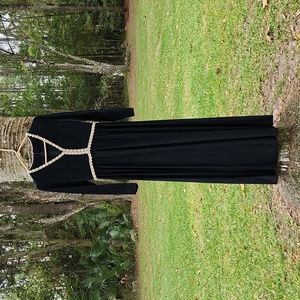 Vintage black dress with pearl and gold accent